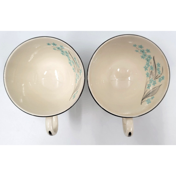 Sevron Blue Lace Footed Tea Coffee Cups Silver Trim 1950's Set of 2 Mid Century - Picture 7 of 8